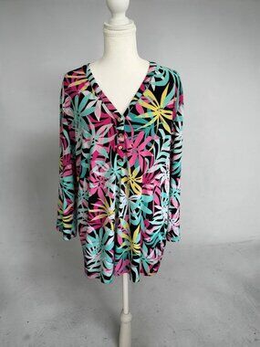 PAPPAGALLO multicolor Tropical Tunic Top Size XL